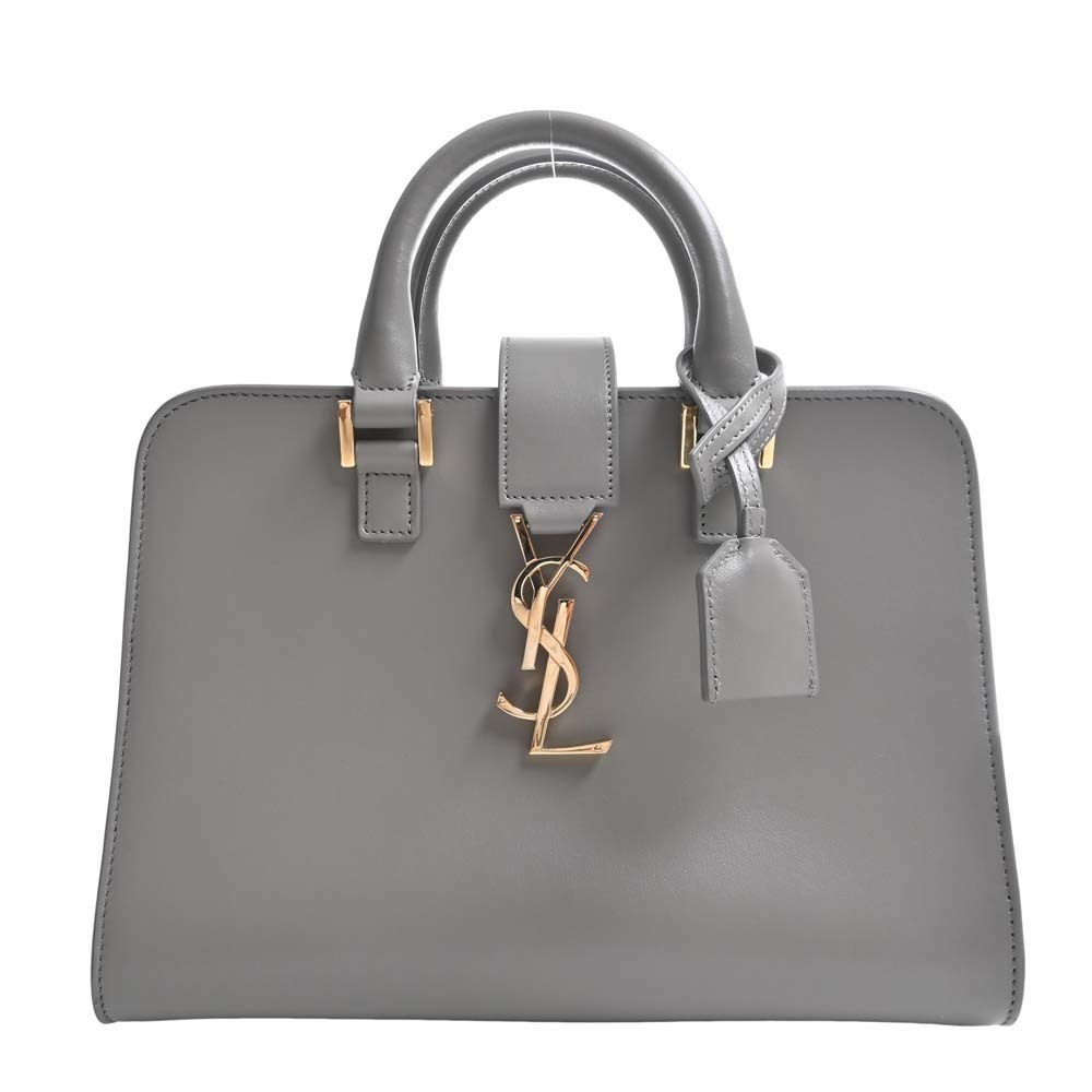 Saint Laurent Leather Baby Cabas 2way Handbag Gray